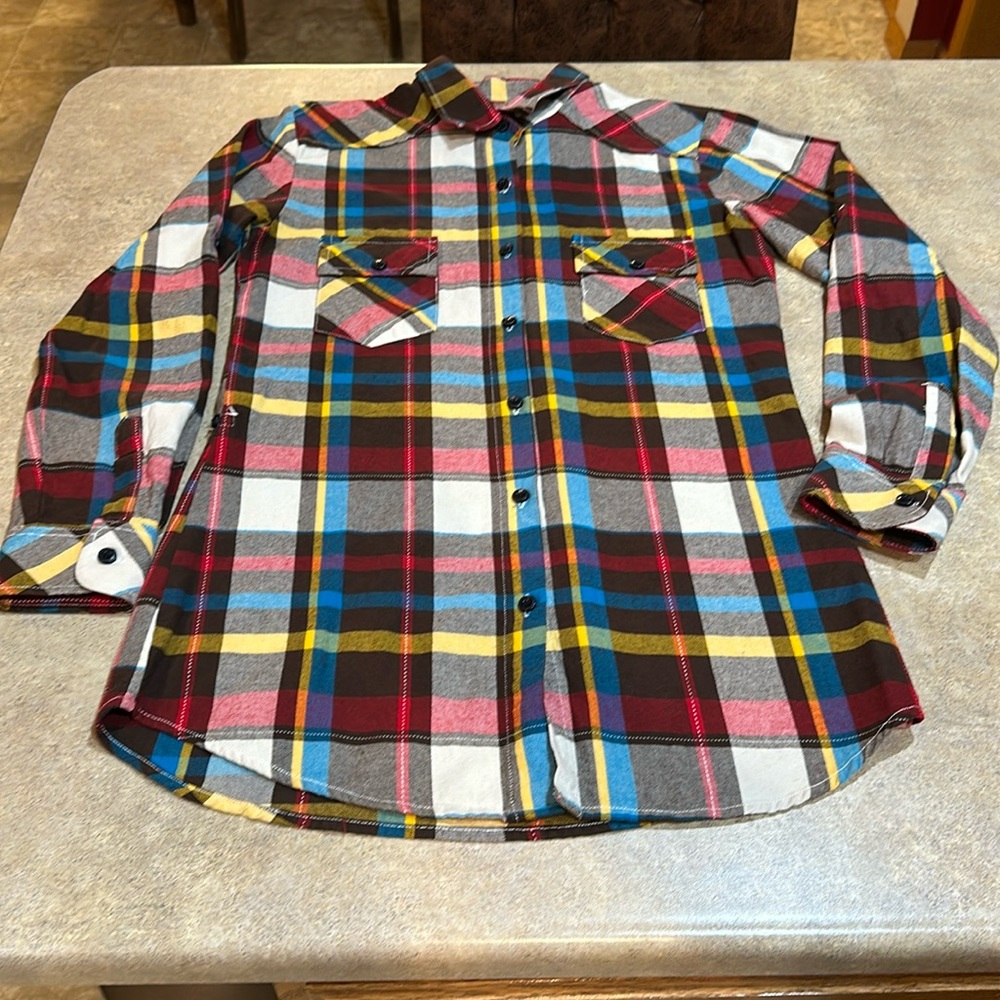 Women’s like new matchstick, button-down longer shirt size XS
